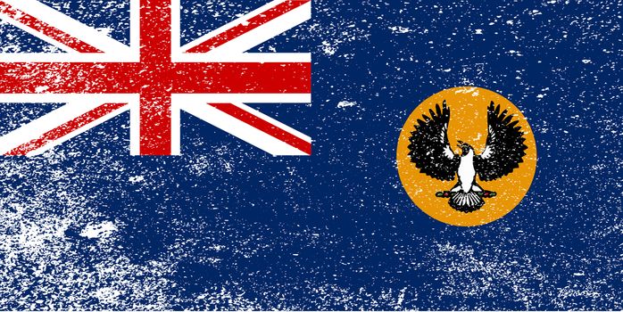 The flag of the Australian state of South Australia with grunge