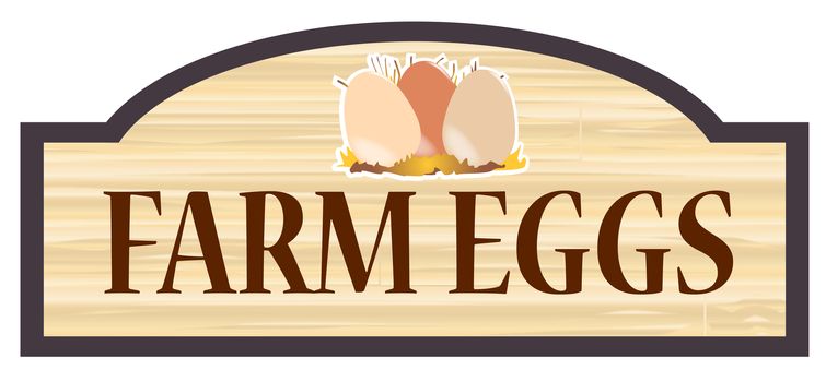 Farm Eggs store stylish wooden store sign over a white background