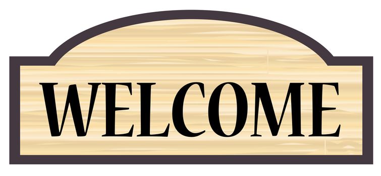 welcome store stylish wooden store sign over a white background