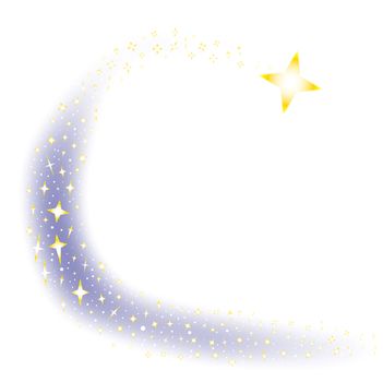 A shooting star surrounded by several star clusters over a white background