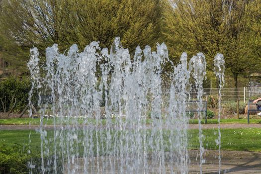 Artificially designed waterfall, fountain - Fountain in a park.