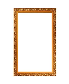 gilded wooden frame isolated on white background