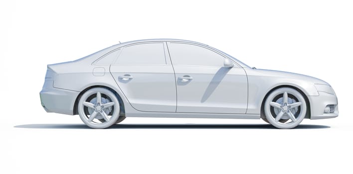 3d render: Car White Blank Template, 3d White Car Icon with Shadow, Business Sedan Car on White Background, Car Isolated, Automobile Isolated, Automobile Service Sign, Auto Body, Automobile Industry