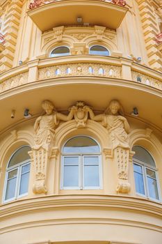 beautiful architecture of the old house with windows.