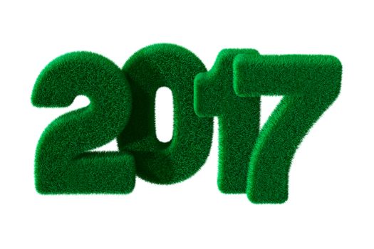 2017 year from grass. Isolated 3D image