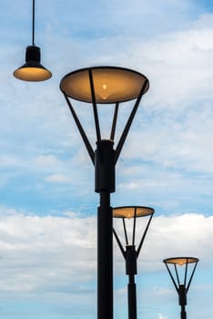 modern style lamp against blue sky