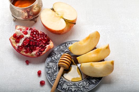 Apples, pomegranate and honey for Rosh Hashanah.