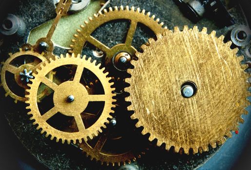 Close up of clock gears 