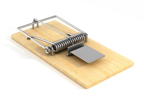 mousetrap on white background. Isolated 3D image