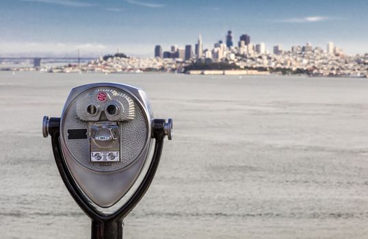 San Francisco Panorama with Bay bridge and the Binocular