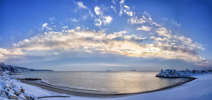 Panoramic sea view from bay in Black sea near Varna, Bulgaria