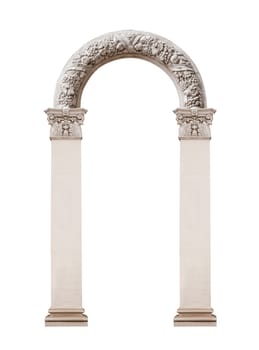 two columns with an arch isolated on white background.