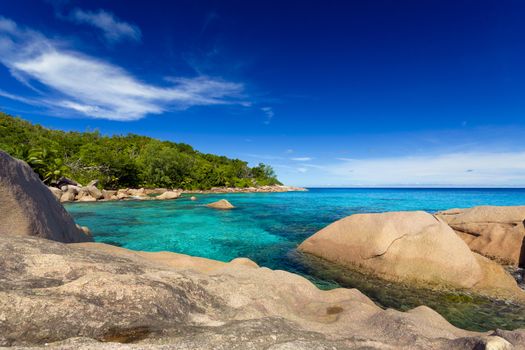 Beautiful view of Anze Lazio beach in Praslin, Seychelles