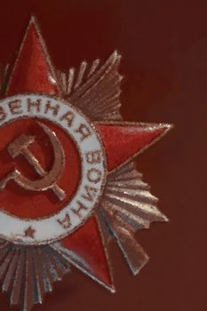 red star on the Soviet award of Patriotic War