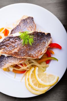 Fillet of sea bream with fennel and pepper.