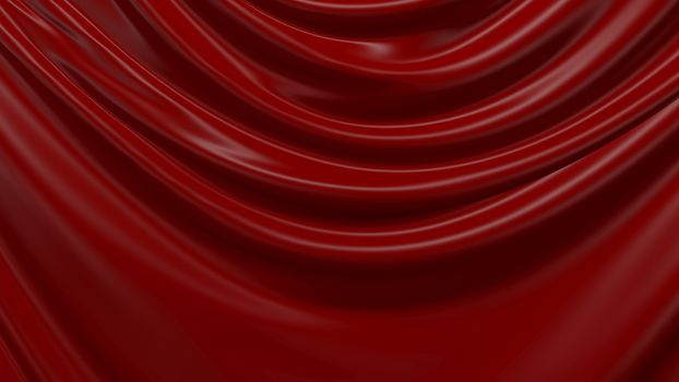 3D Illustration Abstract Red Background Silk Cloth