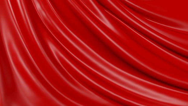 3D Illustration Abstract Red Background Silk Cloth