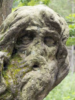 Kuks Forest Sculptures - Hermit Juan Garin - detail of the Baroque sculpture by Matthias Bernard Braun in the Bethlehem of Braun, Kuks, Czech Republic. The Bethlehem of Braun (Czech: Braunuv Betlem) is a complex of Baroque statues and relieves carved by famous sculptor Matthias Bernard Braun directly in sandstone rocks in the forest near complex Kuks Hospital in Northern Bohemia, Czech Republic. Part of the sculptures in the New Forest is ranked the best works of Czech Baroque sculpture. Since 2002, the area is protected as a National Historic Landmark and were listed in the 2000 World Monuments Watch by the World Monuments Fund.