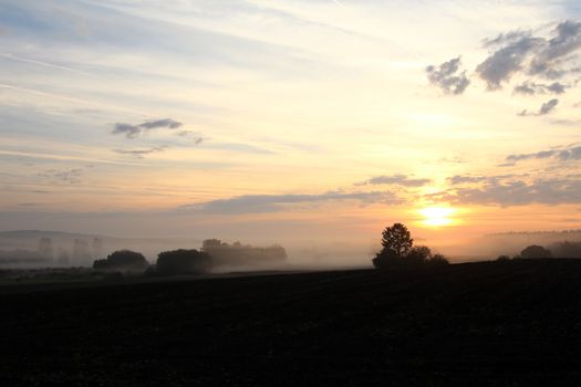 Image of the dawn over rural countryside