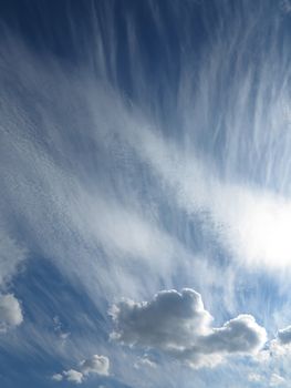 Image of the wind-blown clouds in the sky