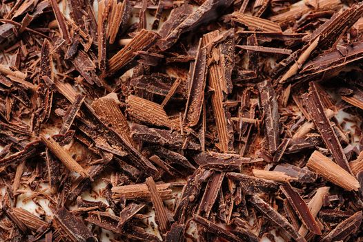 fine grated dark chocolate macro closeup, shallow DOF
