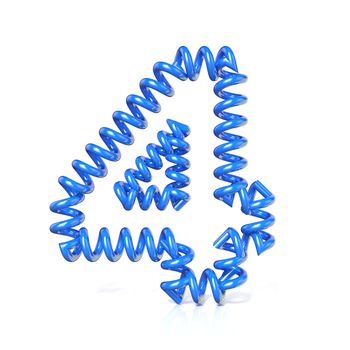 Spring, spiral cable number FOUR 4 3D render illustration, isolated on white background