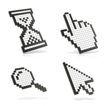 Cursors set. 3D render illustration isolated on white background.