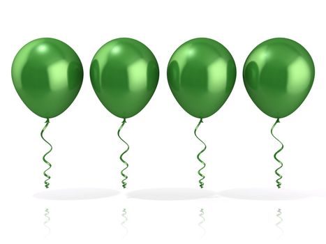 Green balloons, isolated on white background