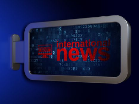 News concept: International News and Breaking News On Screen on advertising billboard background, 3D rendering