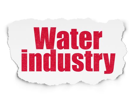 Manufacuring concept: Painted red text Water Industry on Torn Paper background with  Tag Cloud