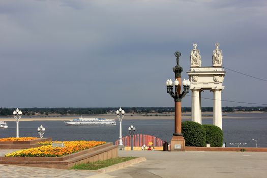 Top terrace of the embankment in the city of Volgograd