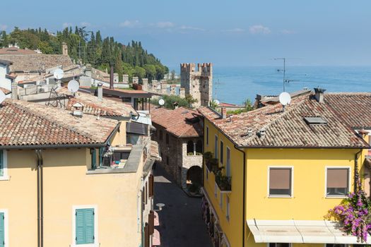 The view from Castello Scaligero in Sirmione on Lake Garda in Italy