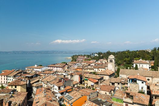 The view from Castello Scaligero in Sirmione on Lake Garda in Italy