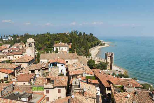 The view from Castello Scaligero in Sirmione on Lake Garda in Italy