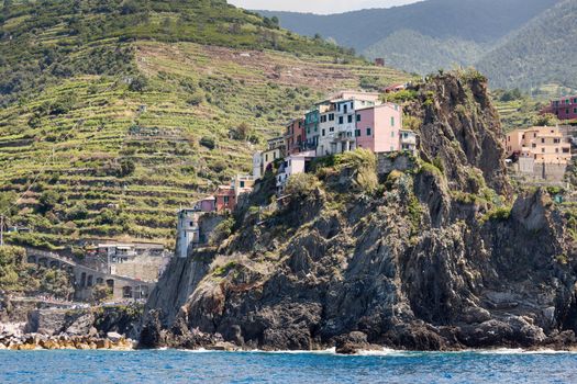 The village of Manarola of the Cinque Terre, on the Italian Riviera in the Liguria region of Italy