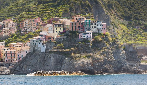 The village of Manarola of the Cinque Terre, on the Italian Riviera in the Liguria region of Italy