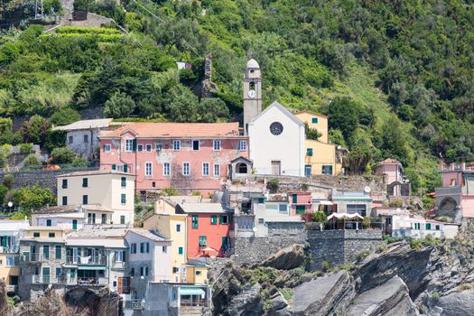 The village of Vernazza of the Cinque Terre, on the Italian Riviera in the Liguria region of Italy