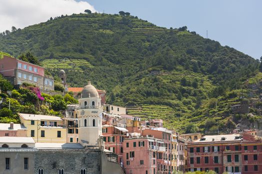 The village of Vernazza of the Cinque Terre, on the Italian Riviera in the Liguria region of Italy