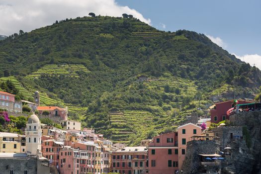 The village of Vernazza of the Cinque Terre, on the Italian Riviera in the Liguria region of Italy