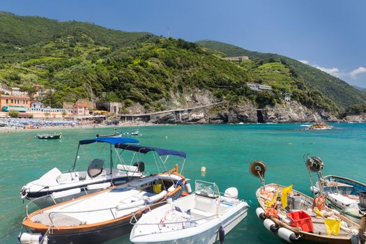 The town of Monterosso of the Cinque Terre, on the Italian Riviera in the Liguria region of Italy