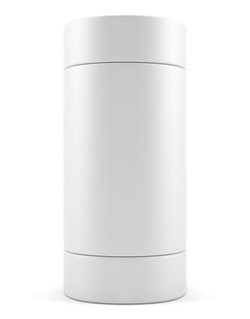 Blank advertising cylinder on white background. 3D illustration