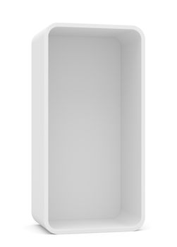 Blank empty rounded showcase display. Front view. Mock-up. Ready for your design. Isolated. 3D illustration