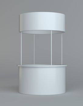 White round POS POI advertising retail stand. Isolated on gray. 3D illustration. Template