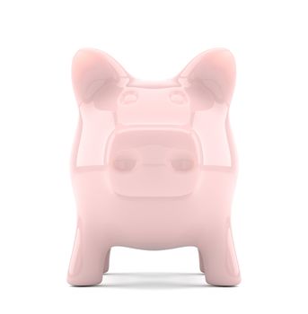 Front view of piggy bank isolated on white background. 3D illustration