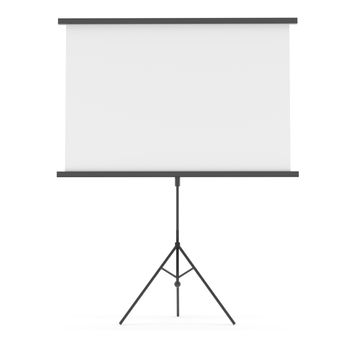 Blank Projection screen, isolated on white. Place your images or texts. Template for design. 3D illustration