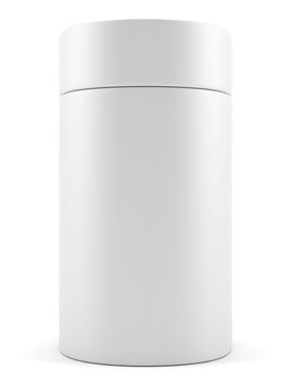 Blank advertising cylinder on white background. 3D illustration