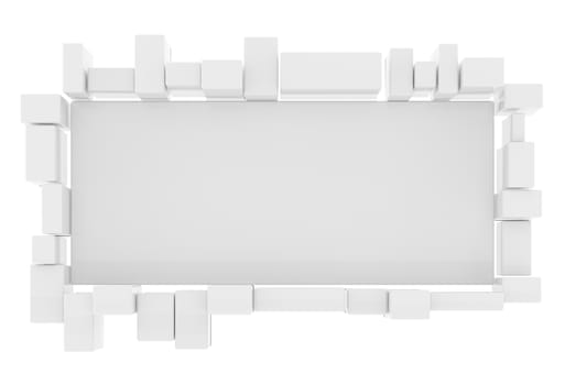 Blank box display frame template for design, isolate on white background. 3D illustration