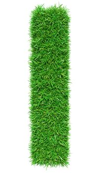 Green Grass Letter I. Isolated On White Background. Font For Your Design. 3D Illustration