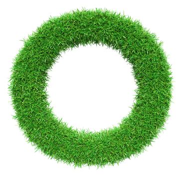 Green Grass Letter O. Isolated On White Background. Font For Your Design. 3D Illustration