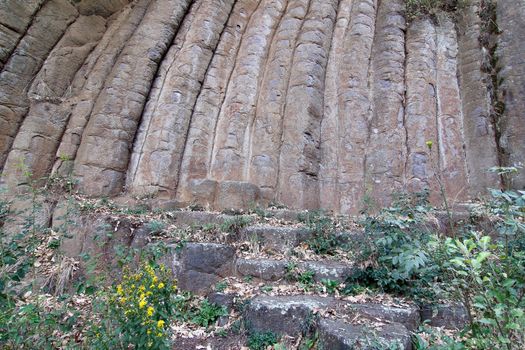 Interesting geological formation - Konojedy Rock Loaves - massif of the remains of several lava flows - example of basalt columnar jointing, Konojedy, Czech republic